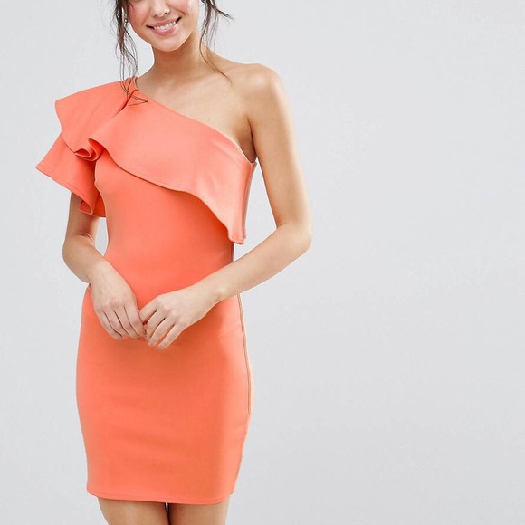 Last one! NWT Ruffle one shoulder scuba mini dress - Picture 4 of 4